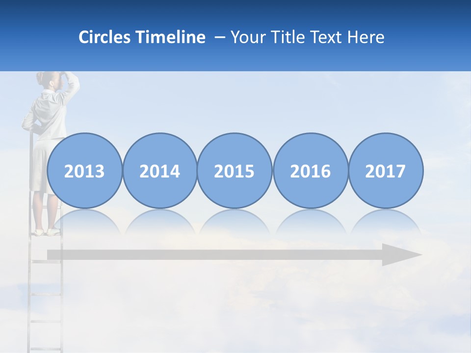 A Woman Standing On A Ladder Looking At The Sky PowerPoint Template