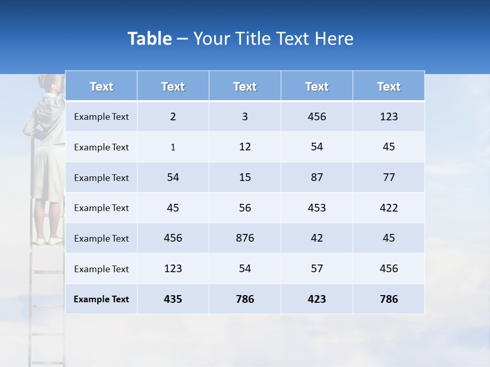 A Woman Standing On A Ladder Looking At The Sky PowerPoint Template