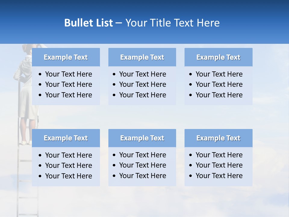 A Woman Standing On A Ladder Looking At The Sky PowerPoint Template