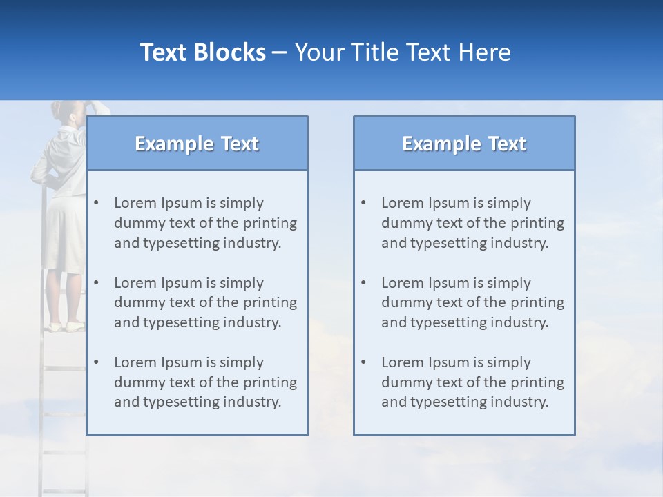 A Woman Standing On A Ladder Looking At The Sky PowerPoint Template
