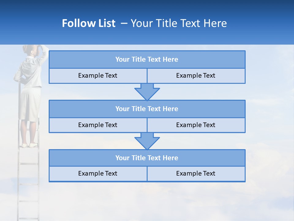 A Woman Standing On A Ladder Looking At The Sky PowerPoint Template