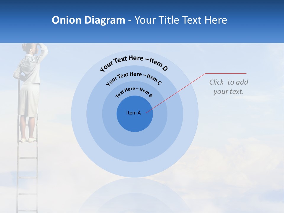 A Woman Standing On A Ladder Looking At The Sky PowerPoint Template