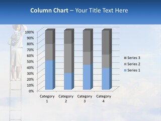 A Woman Standing On A Ladder Looking At The Sky PowerPoint Template