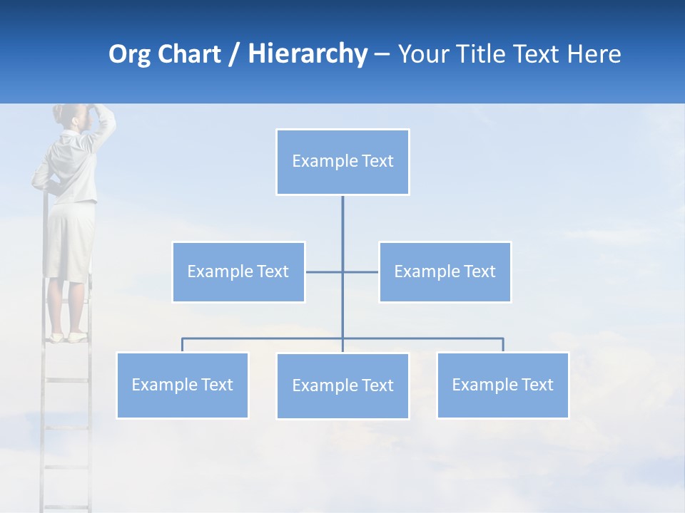 A Woman Standing On A Ladder Looking At The Sky PowerPoint Template