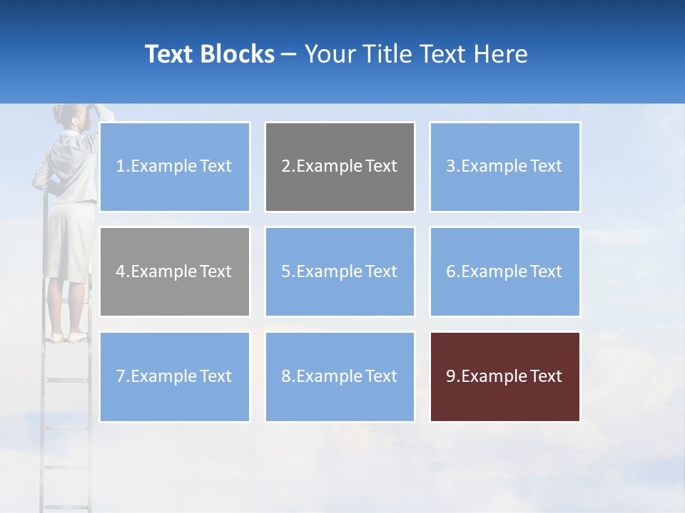 A Woman Standing On A Ladder Looking At The Sky PowerPoint Template