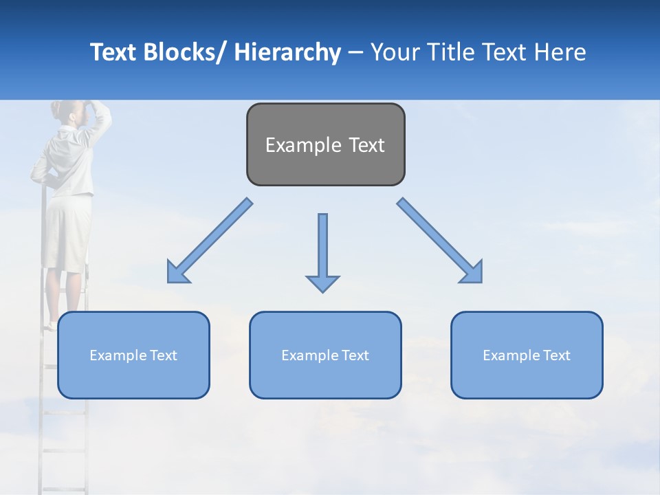 A Woman Standing On A Ladder Looking At The Sky PowerPoint Template