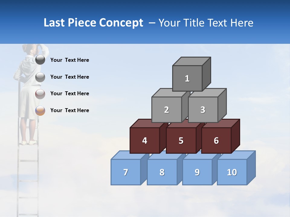 A Woman Standing On A Ladder Looking At The Sky PowerPoint Template