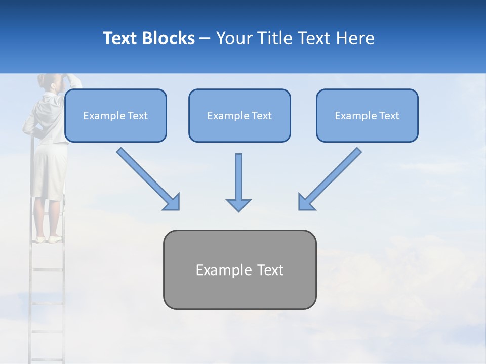 A Woman Standing On A Ladder Looking At The Sky PowerPoint Template