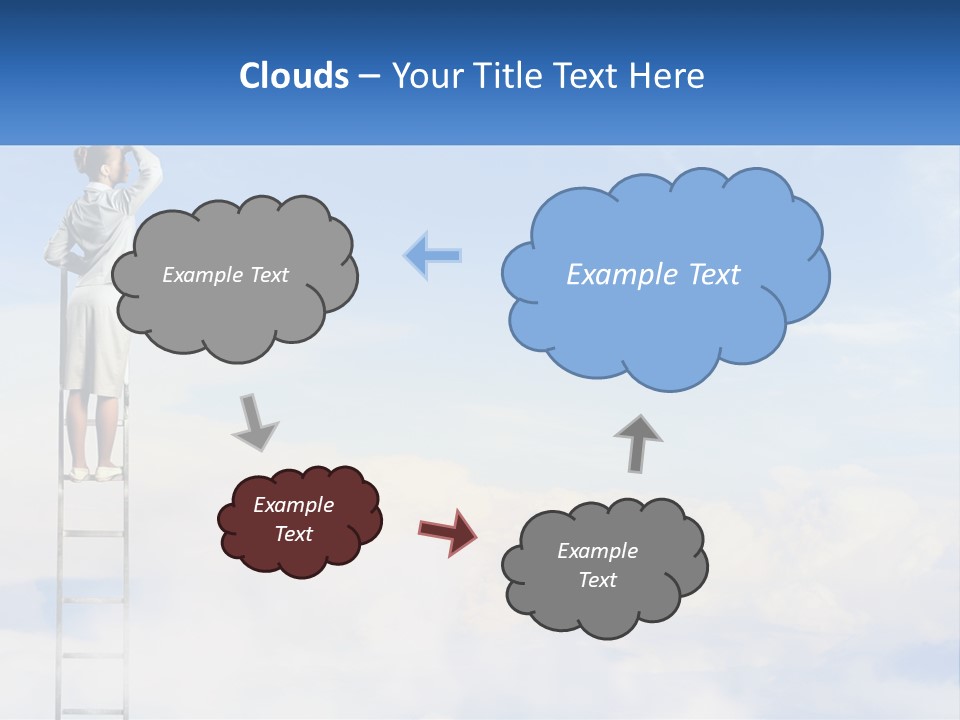 A Woman Standing On A Ladder Looking At The Sky PowerPoint Template