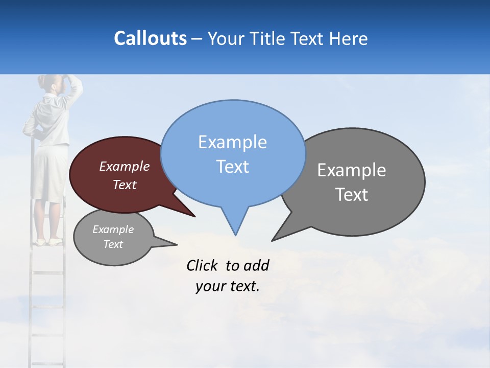 A Woman Standing On A Ladder Looking At The Sky PowerPoint Template