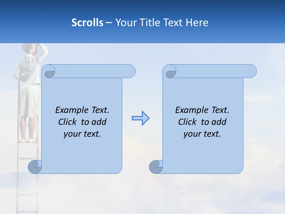 A Woman Standing On A Ladder Looking At The Sky PowerPoint Template