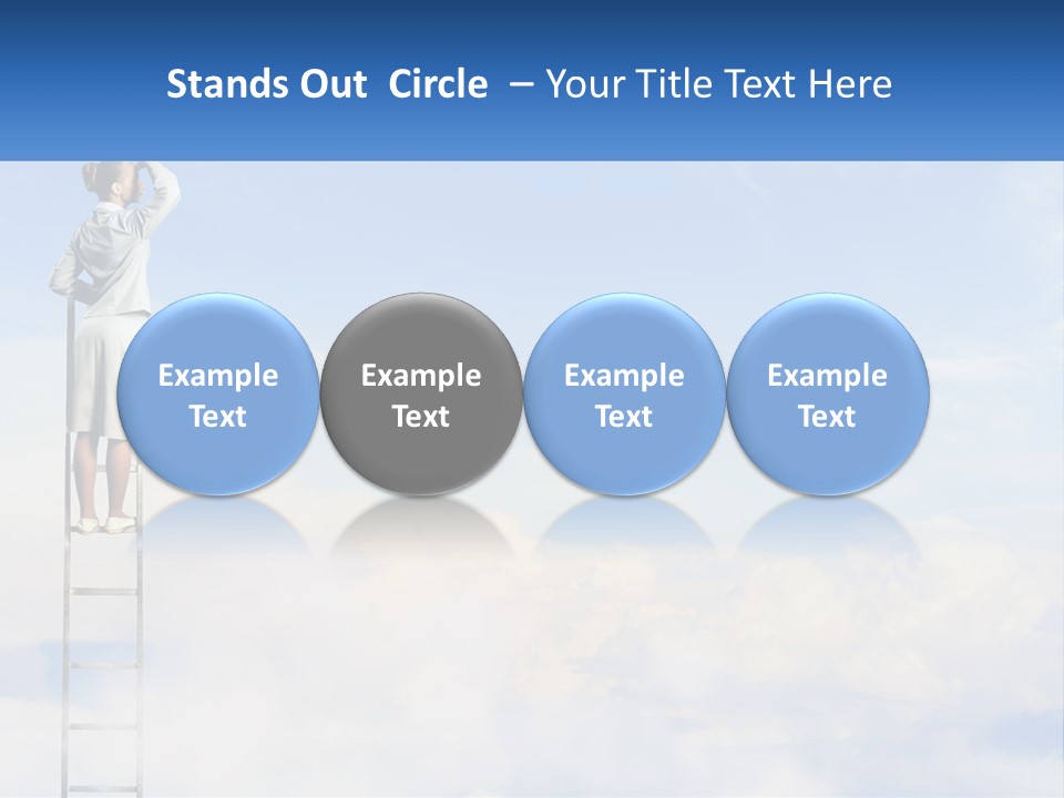 A Woman Standing On A Ladder Looking At The Sky PowerPoint Template