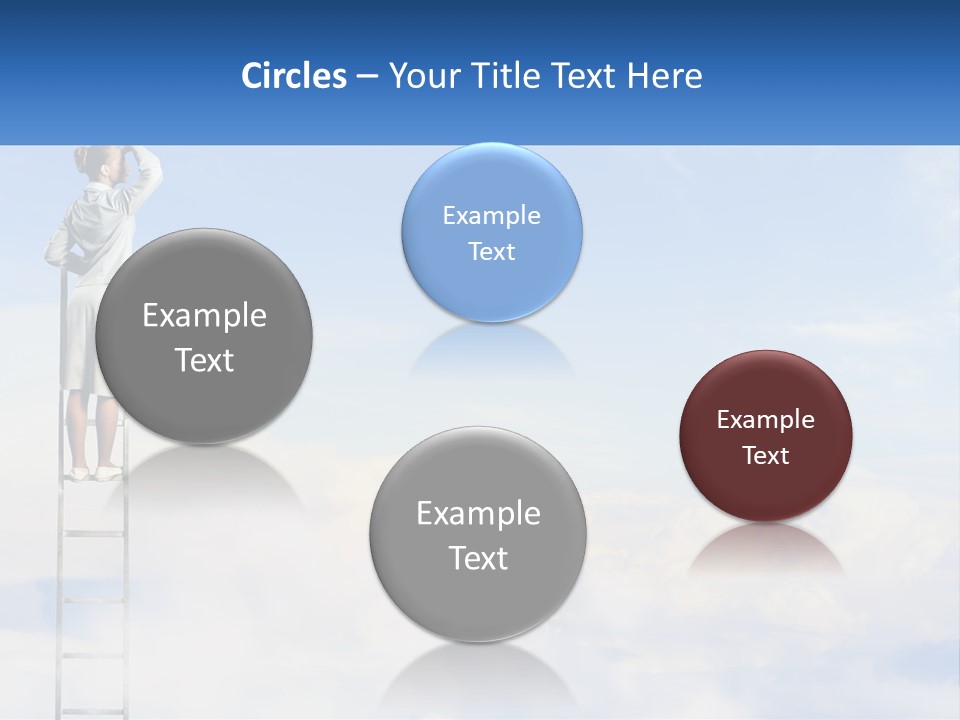 A Woman Standing On A Ladder Looking At The Sky PowerPoint Template