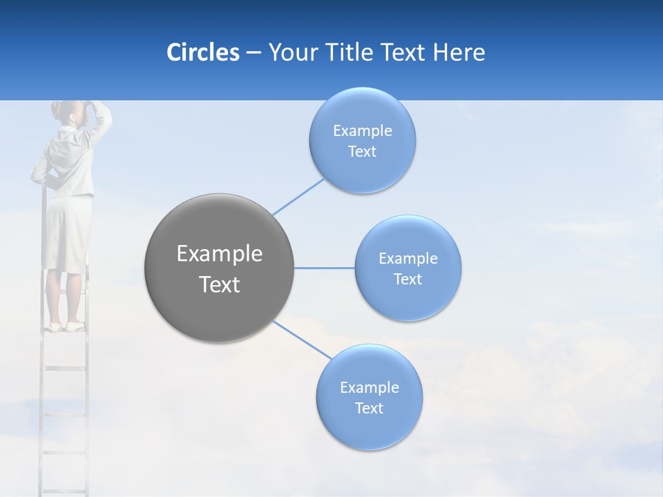 A Woman Standing On A Ladder Looking At The Sky PowerPoint Template