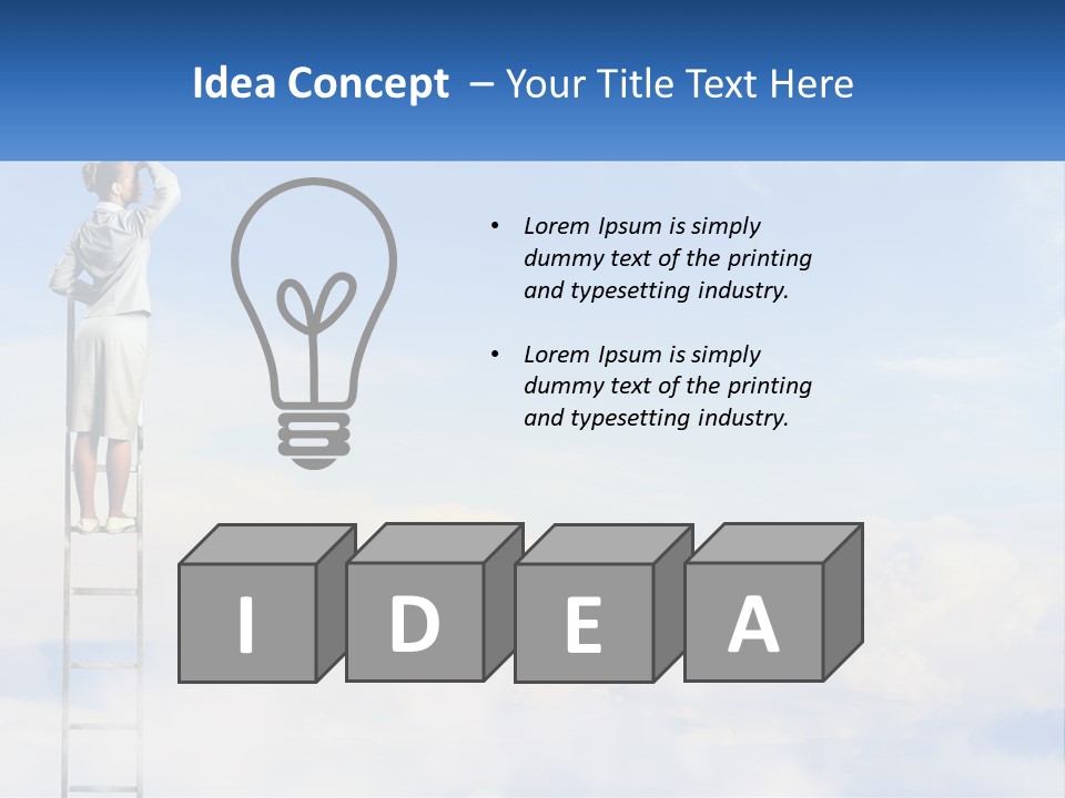 A Woman Standing On A Ladder Looking At The Sky PowerPoint Template