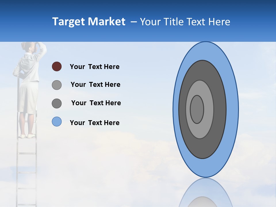 A Woman Standing On A Ladder Looking At The Sky PowerPoint Template
