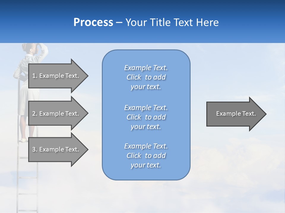A Woman Standing On A Ladder Looking At The Sky PowerPoint Template