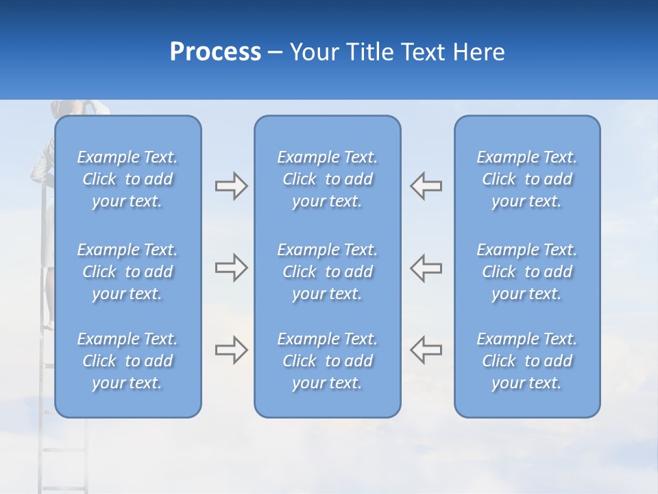 A Woman Standing On A Ladder Looking At The Sky PowerPoint Template