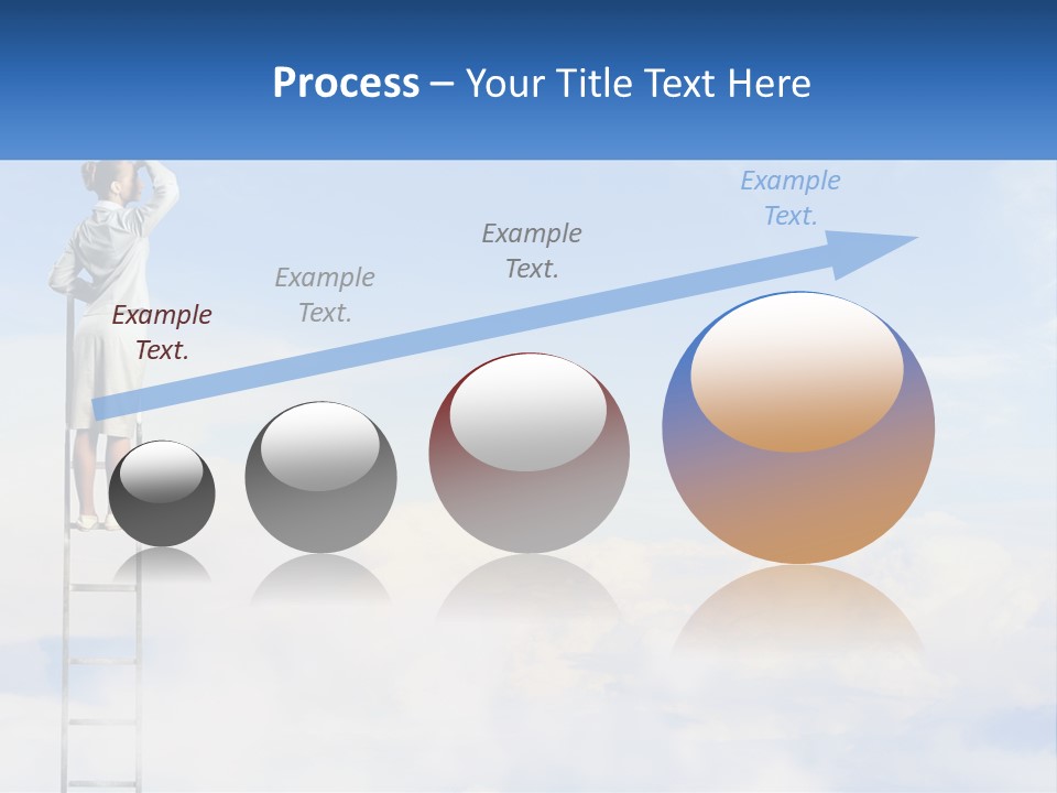 A Woman Standing On A Ladder Looking At The Sky PowerPoint Template