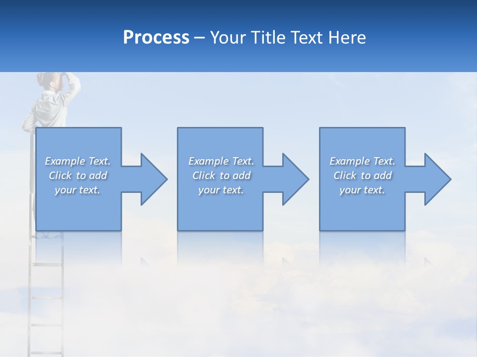 A Woman Standing On A Ladder Looking At The Sky PowerPoint Template