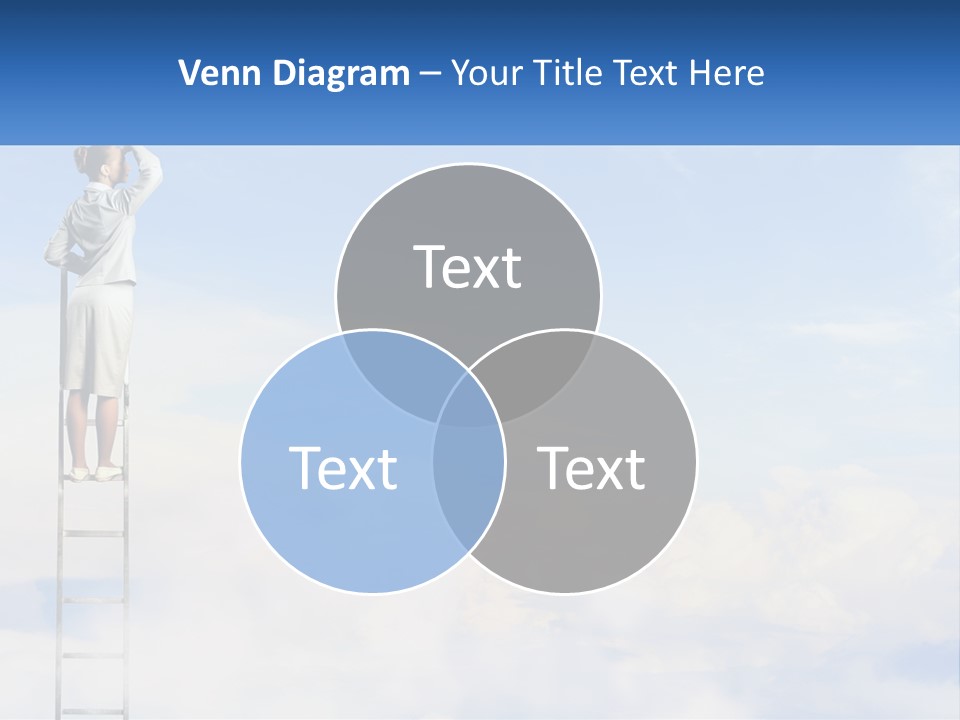 A Woman Standing On A Ladder Looking At The Sky PowerPoint Template
