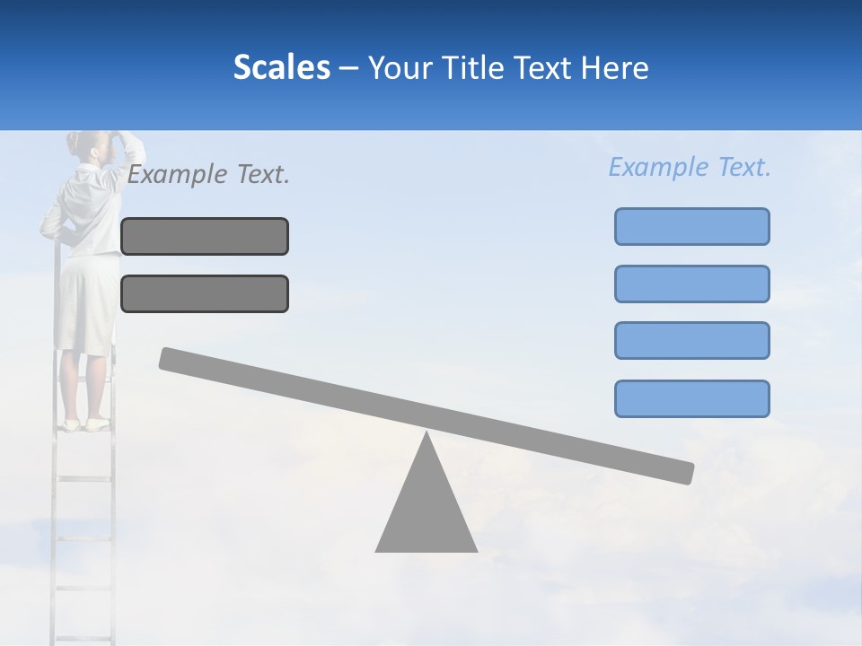 A Woman Standing On A Ladder Looking At The Sky PowerPoint Template