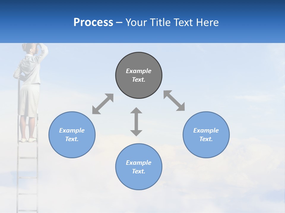 A Woman Standing On A Ladder Looking At The Sky PowerPoint Template