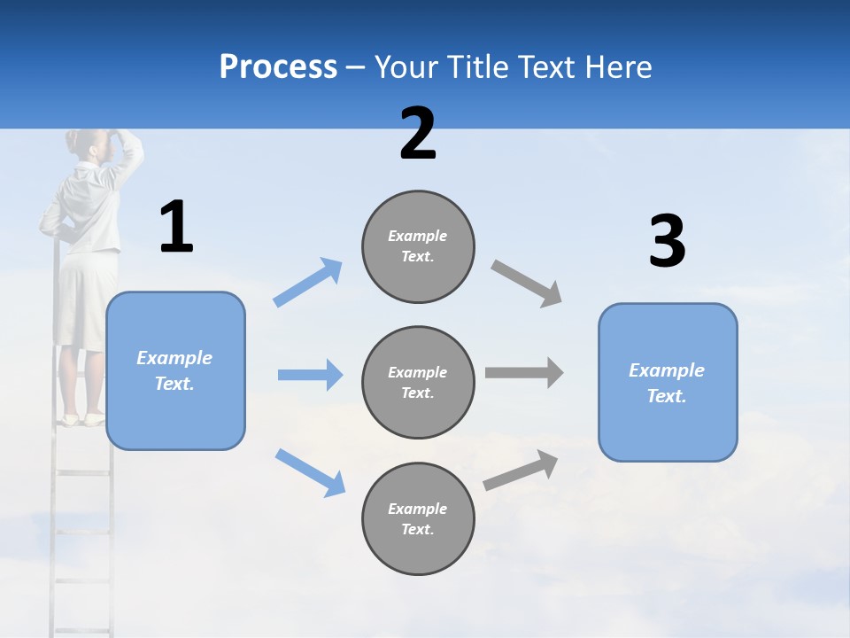 A Woman Standing On A Ladder Looking At The Sky PowerPoint Template