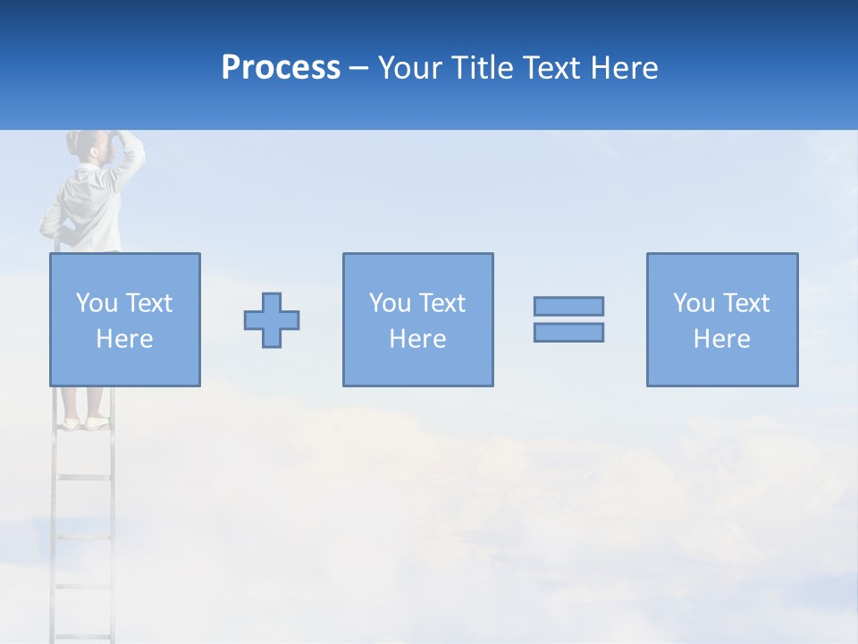 A Woman Standing On A Ladder Looking At The Sky PowerPoint Template
