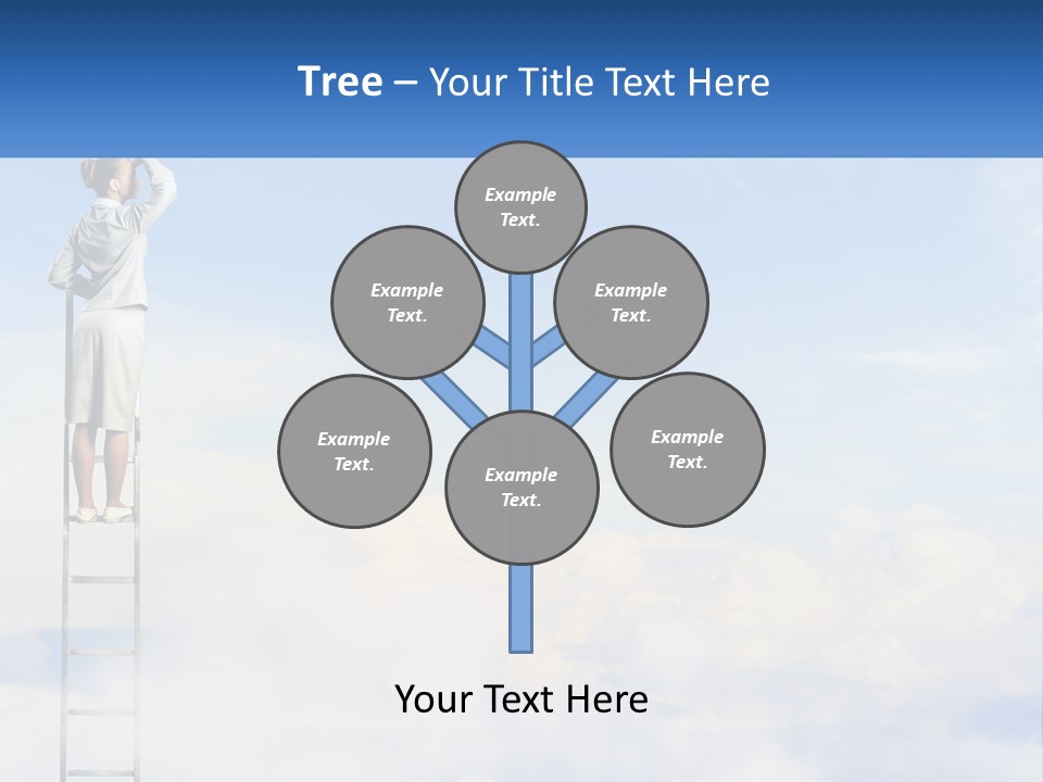 A Woman Standing On A Ladder Looking At The Sky PowerPoint Template