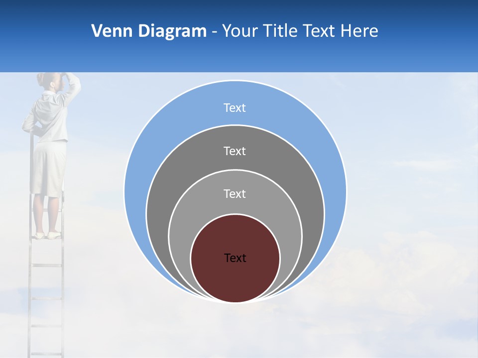 A Woman Standing On A Ladder Looking At The Sky PowerPoint Template
