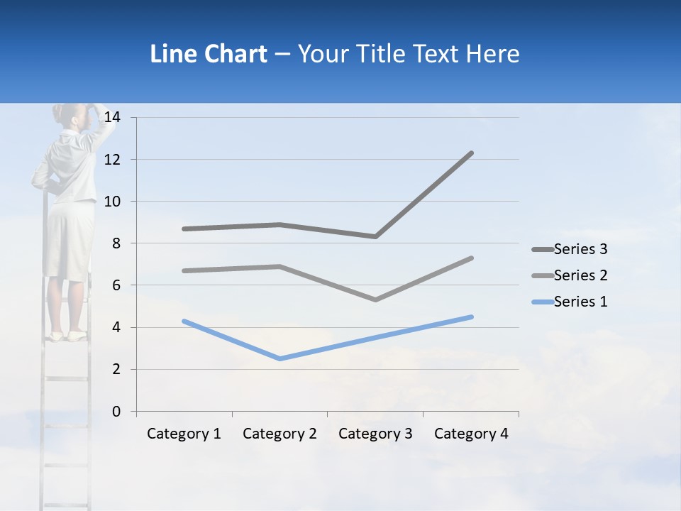 A Woman Standing On A Ladder Looking At The Sky PowerPoint Template
