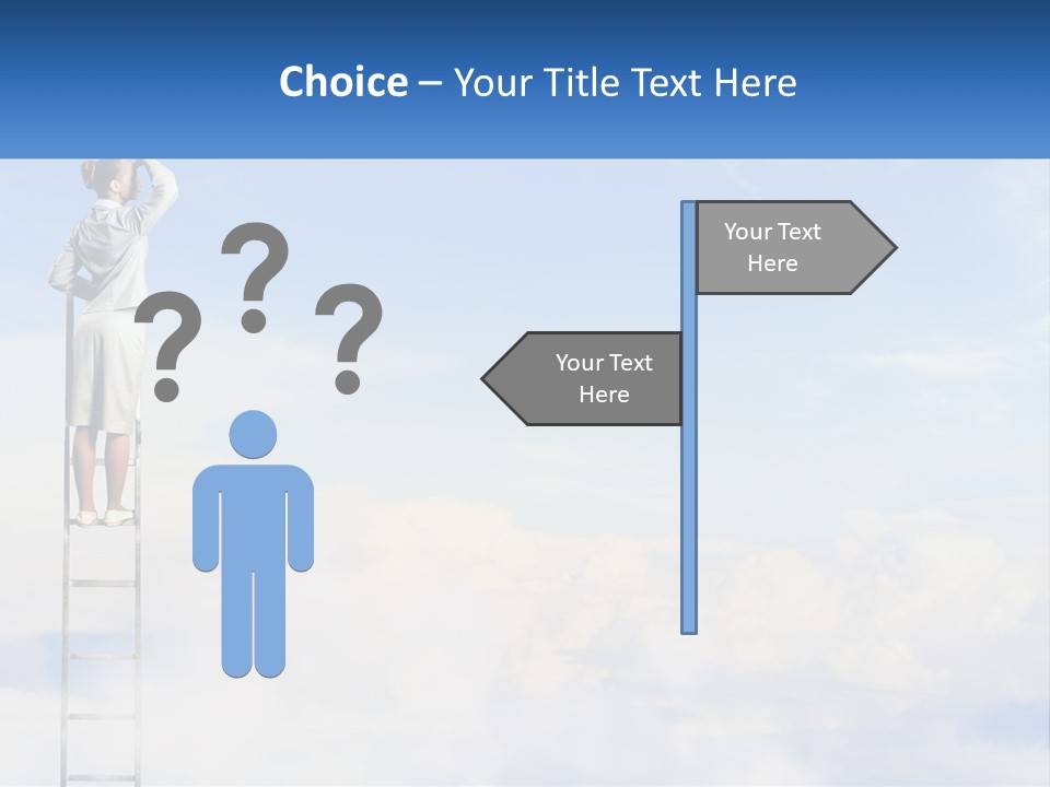 A Woman Standing On A Ladder Looking At The Sky PowerPoint Template