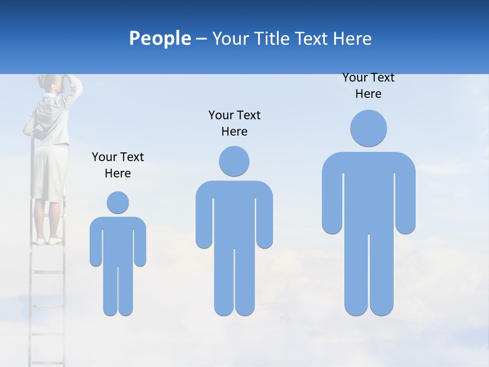 A Woman Standing On A Ladder Looking At The Sky PowerPoint Template
