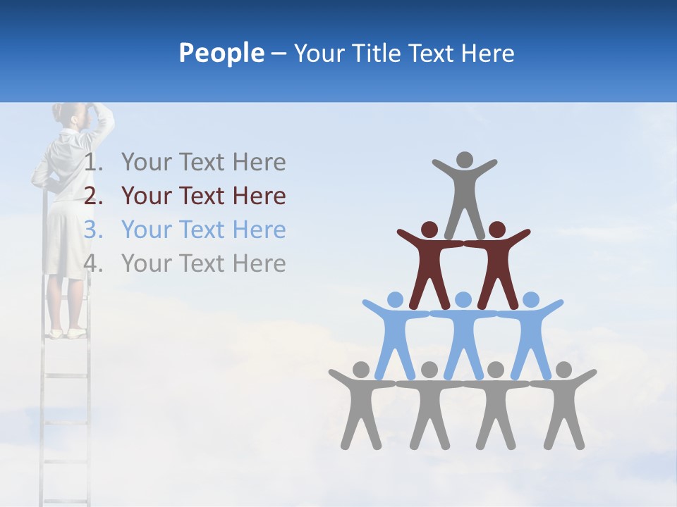 A Woman Standing On A Ladder Looking At The Sky PowerPoint Template