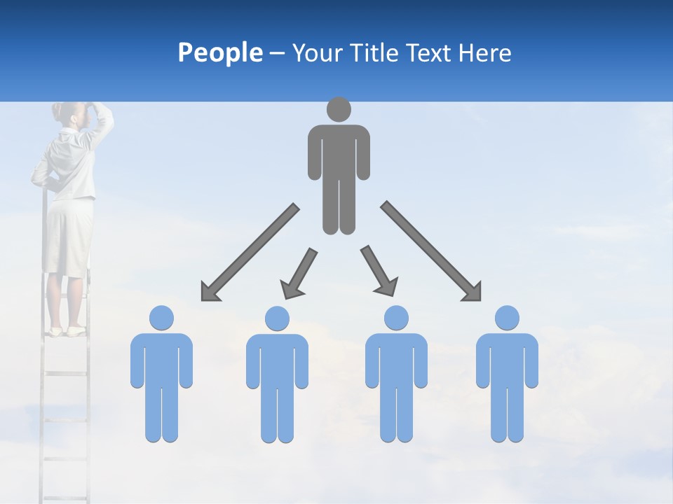A Woman Standing On A Ladder Looking At The Sky PowerPoint Template