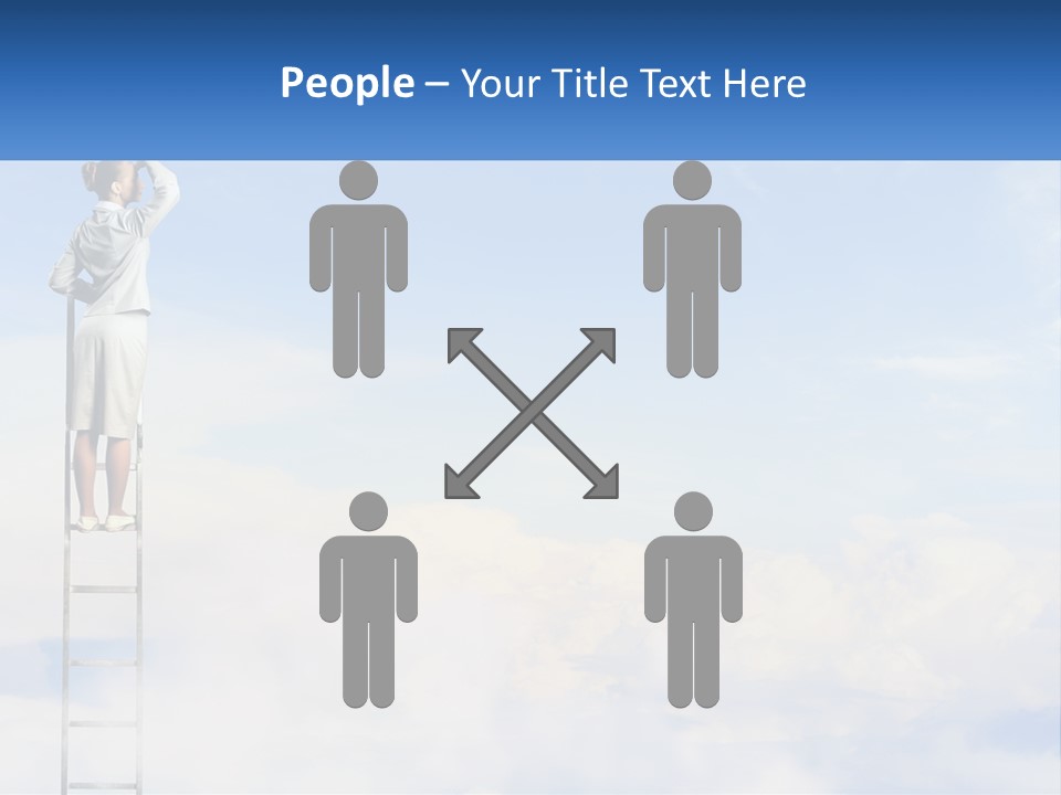 A Woman Standing On A Ladder Looking At The Sky PowerPoint Template