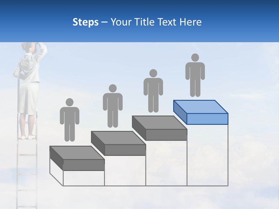 A Woman Standing On A Ladder Looking At The Sky PowerPoint Template