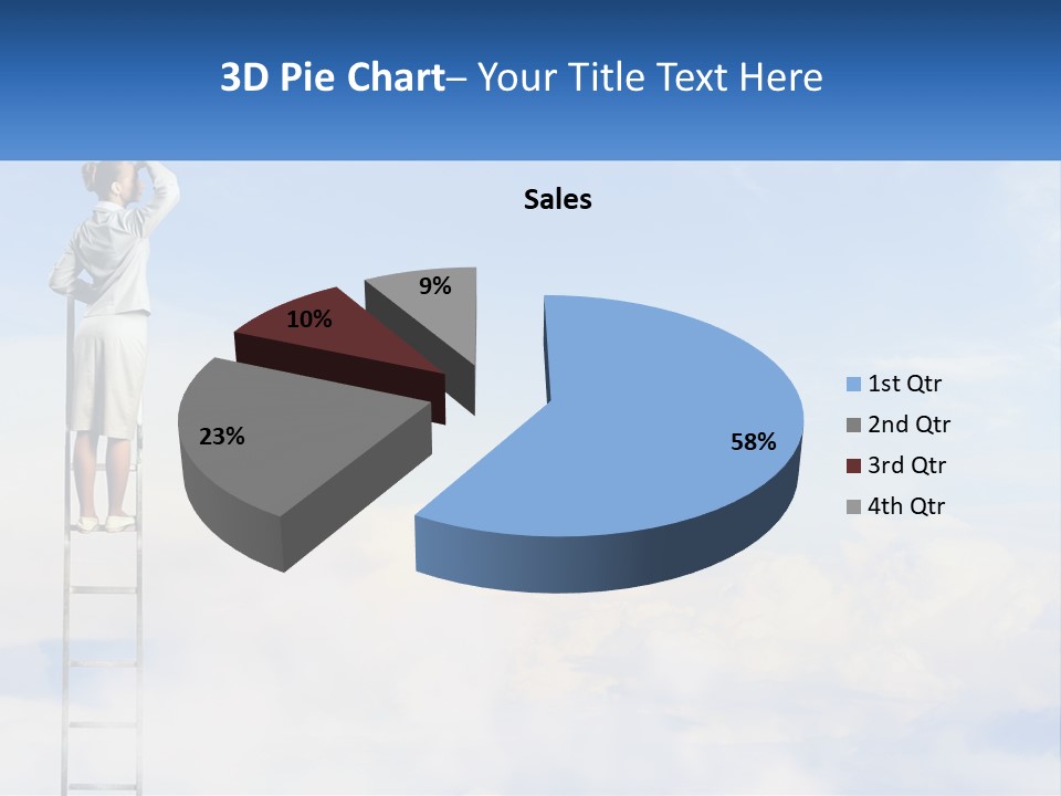 A Woman Standing On A Ladder Looking At The Sky PowerPoint Template