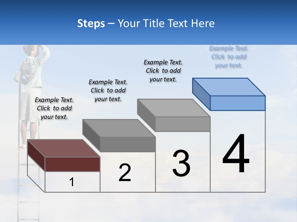 A Woman Standing On A Ladder Looking At The Sky PowerPoint Template