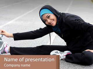 A Woman In A Hijab Is Sitting On The Ground PowerPoint Template