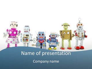 A Group Of Toy Robots Standing Next To Each Other PowerPoint Template