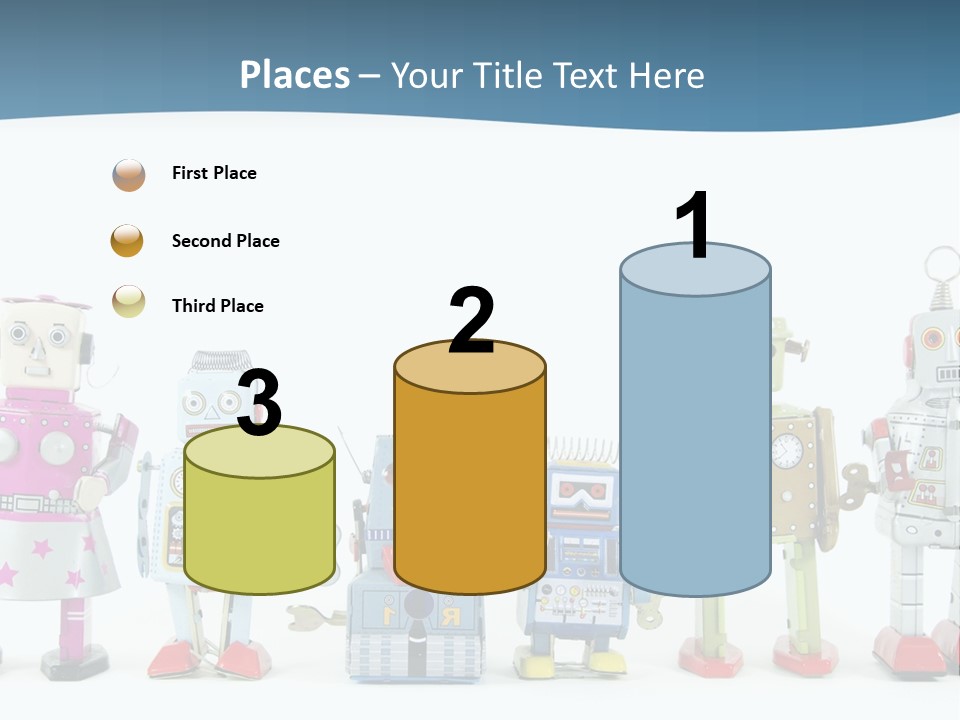 A Group Of Toy Robots Standing Next To Each Other PowerPoint Template