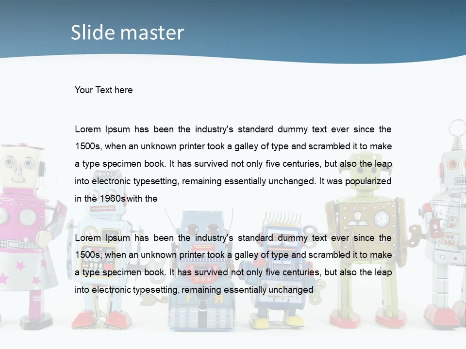 A Group Of Toy Robots Standing Next To Each Other PowerPoint Template