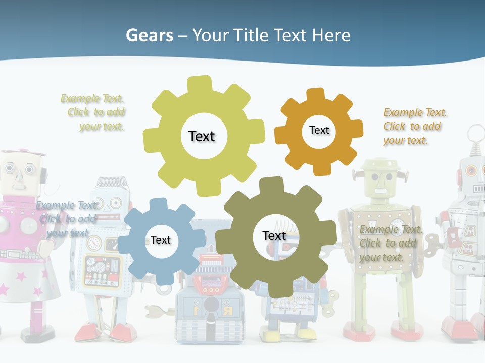 A Group Of Toy Robots Standing Next To Each Other PowerPoint Template