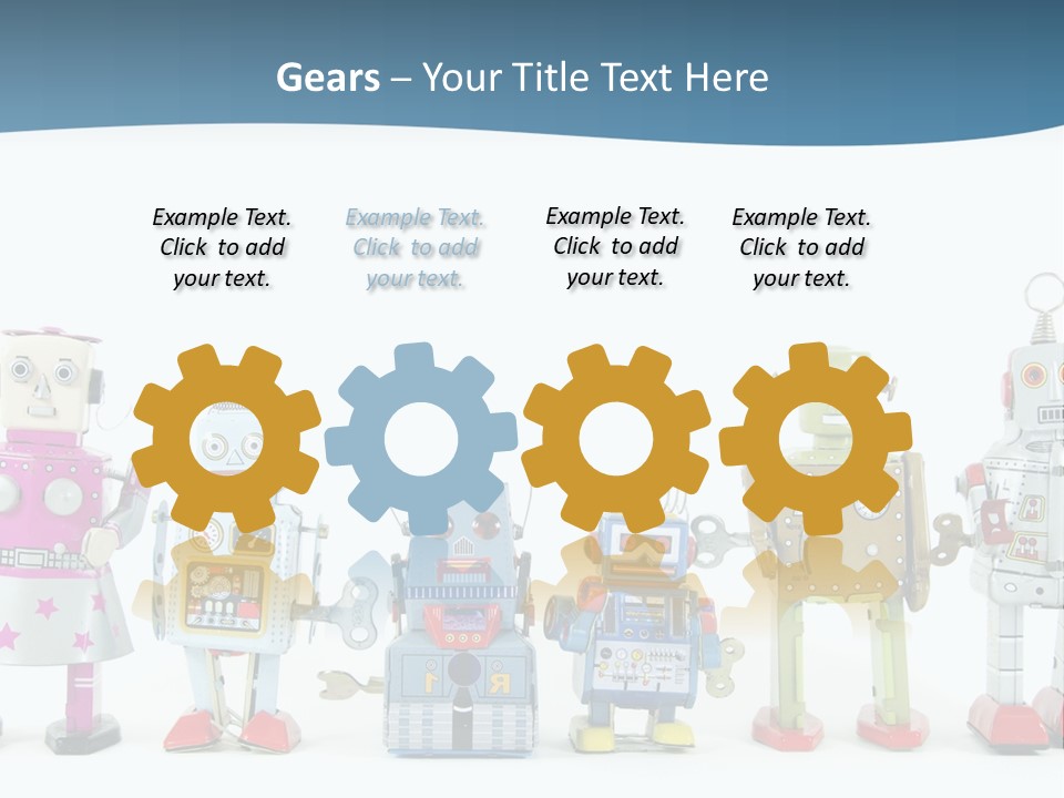 A Group Of Toy Robots Standing Next To Each Other PowerPoint Template