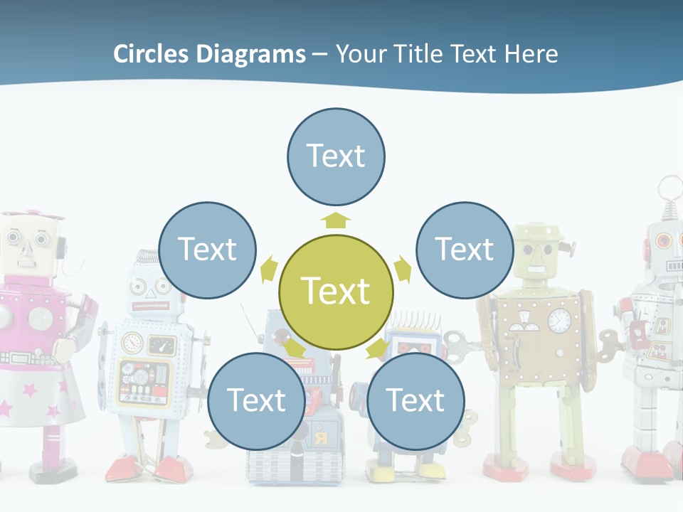 A Group Of Toy Robots Standing Next To Each Other PowerPoint Template