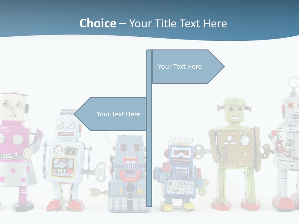 A Group Of Toy Robots Standing Next To Each Other PowerPoint Template