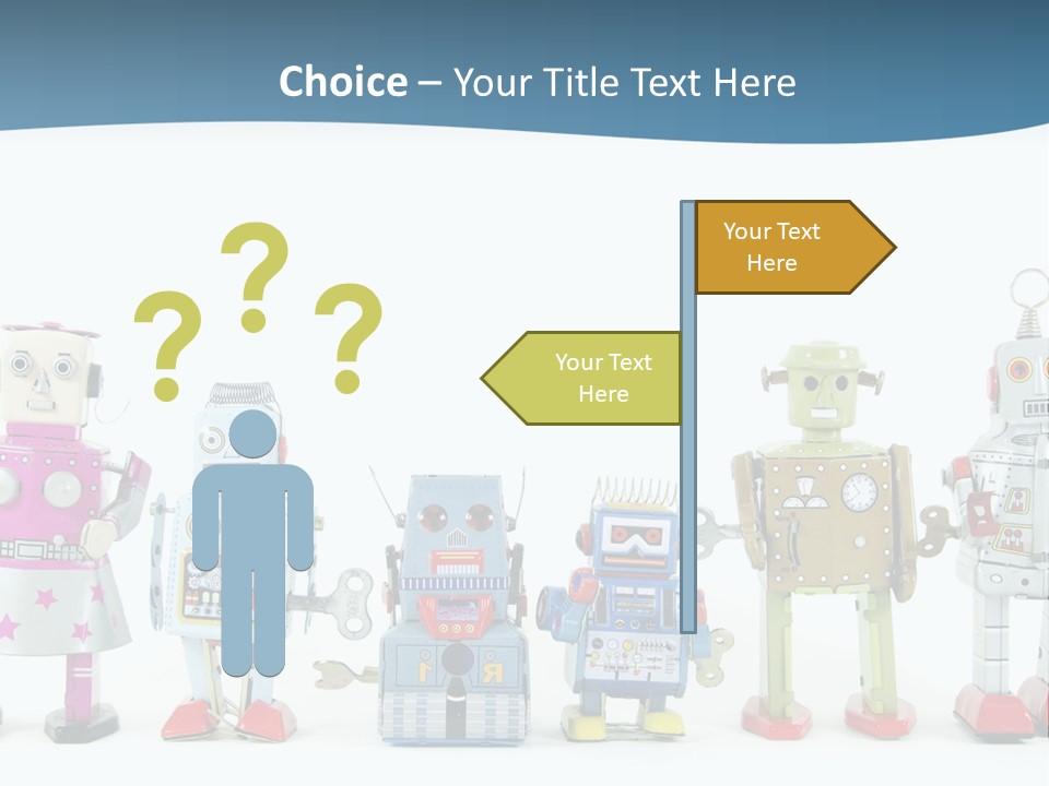 A Group Of Toy Robots Standing Next To Each Other PowerPoint Template