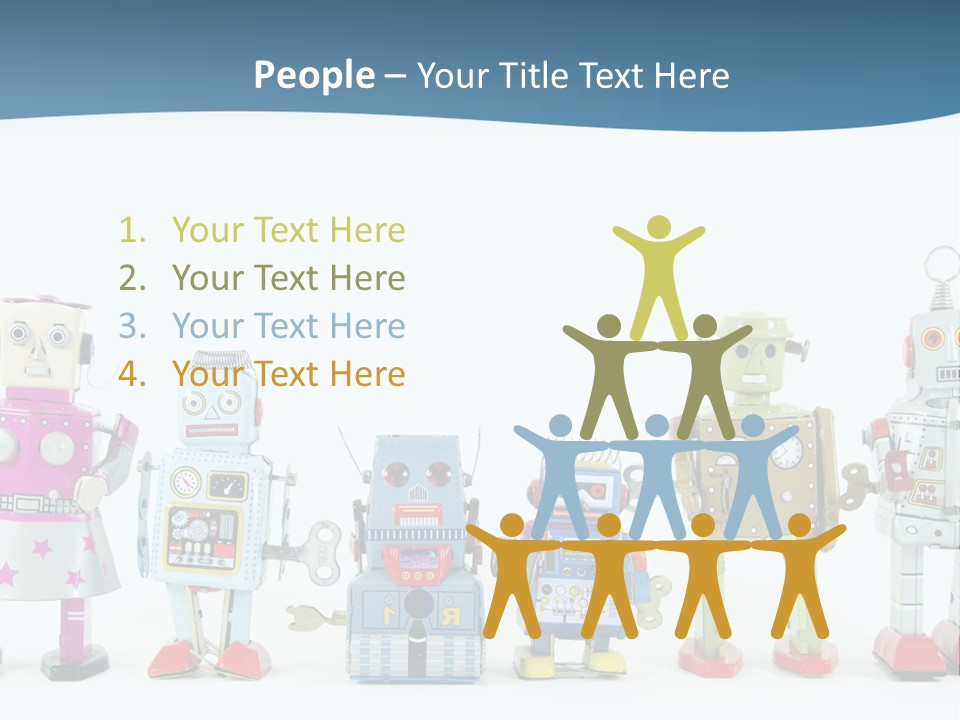 A Group Of Toy Robots Standing Next To Each Other PowerPoint Template